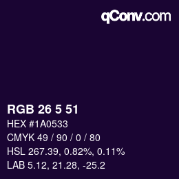 Color code: RGB 26 5 51 | qconv.com