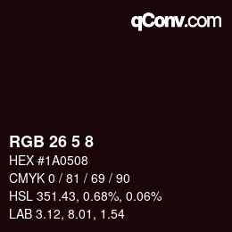 颜色代码: RGB 26 5 8 | qconv.com