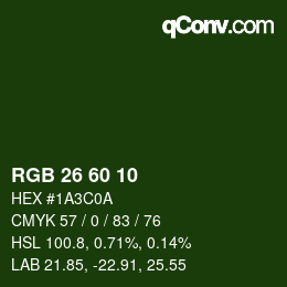 カラーコード: RGB 26 60 10 | qconv.com