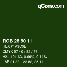 Color code: RGB 26 60 11 | qconv.com
