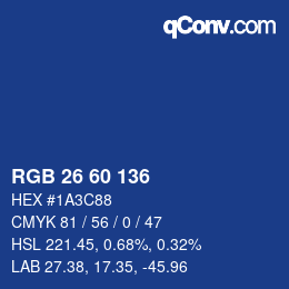颜色代码: RGB 26 60 136 | qconv.com