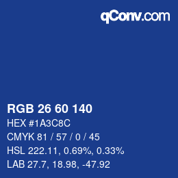カラーコード: RGB 26 60 140 | qconv.com