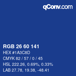 カラーコード: RGB 26 60 141 | qconv.com