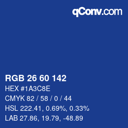 カラーコード: RGB 26 60 142 | qconv.com