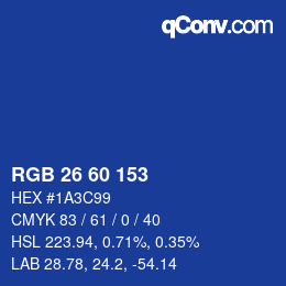 颜色代码: RGB 26 60 153 | qconv.com