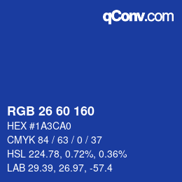 カラーコード: RGB 26 60 160 | qconv.com