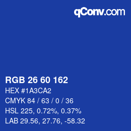 Color code: RGB 26 60 162 | qconv.com