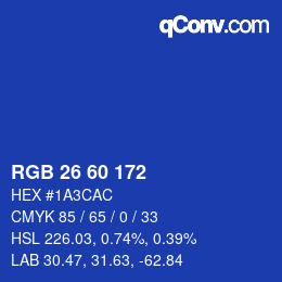 カラーコード: RGB 26 60 172 | qconv.com
