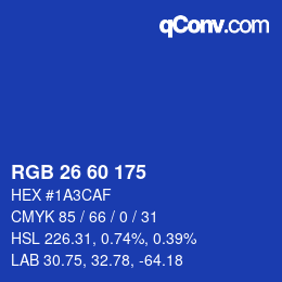 カラーコード: RGB 26 60 175 | qconv.com