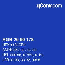 カラーコード: RGB 26 60 178 | qconv.com