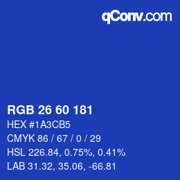 カラーコード: RGB 26 60 181 | qconv.com