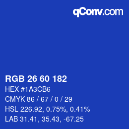 カラーコード: RGB 26 60 182 | qconv.com