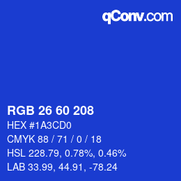 カラーコード: RGB 26 60 208 | qconv.com