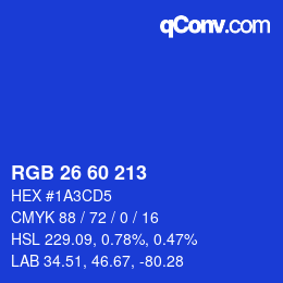 カラーコード: RGB 26 60 213 | qconv.com