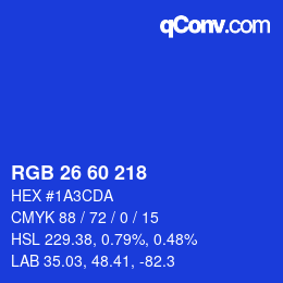 カラーコード: RGB 26 60 218 | qconv.com