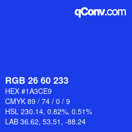カラーコード: RGB 26 60 233 | qconv.com