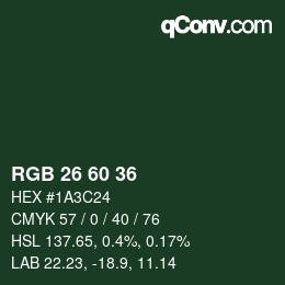 カラーコード: RGB 26 60 36 | qconv.com