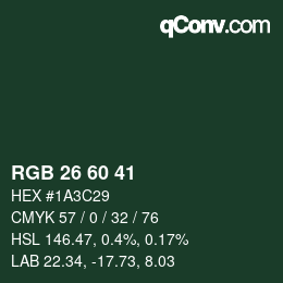 カラーコード: RGB 26 60 41 | qconv.com