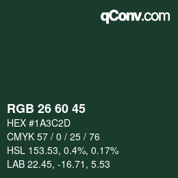 カラーコード: RGB 26 60 45 | qconv.com