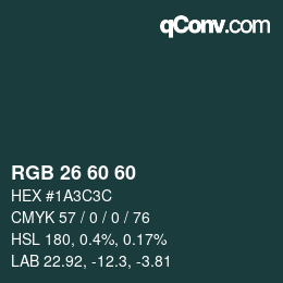カラーコード: RGB 26 60 60 | qconv.com