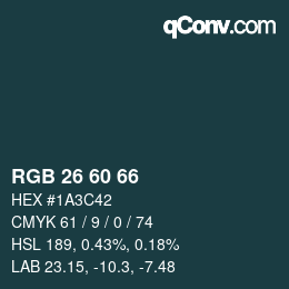 颜色代码: RGB 26 60 66 | qconv.com