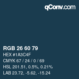 Color code: RGB 26 60 79 | qconv.com