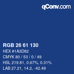 Color code: RGB 26 61 130 | qconv.com