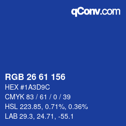 カラーコード: RGB 26 61 156 | qconv.com