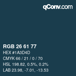 Farbcode: RGB 26 61 77 | qconv.com