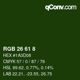 Color code: RGB 26 61 8 | qconv.com
