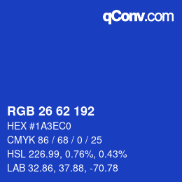 Color code: RGB 26 62 192 | qconv.com