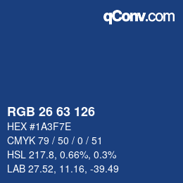 Color code: RGB 26 63 126 | qconv.com