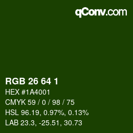 カラーコード: RGB 26 64 1 | qconv.com