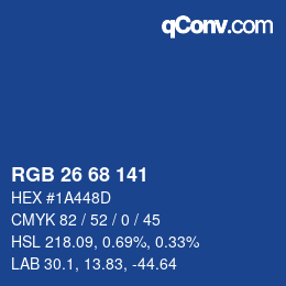 カラーコード: RGB 26 68 141 | qconv.com