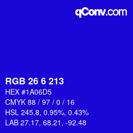 Color code: RGB 26 6 213 | qconv.com
