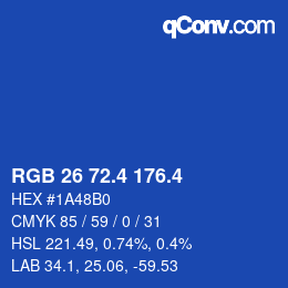 カラーコード: RGB 26 72.4 176.4 | qconv.com