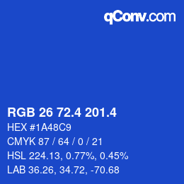 カラーコード: RGB 26 72.4 201.4 | qconv.com