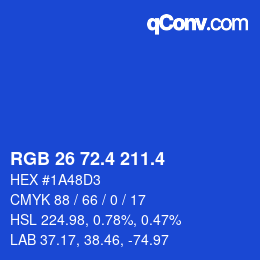 カラーコード: RGB 26 72.4 211.4 | qconv.com