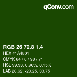 カラーコード: RGB 26 72.8 1.4 | qconv.com