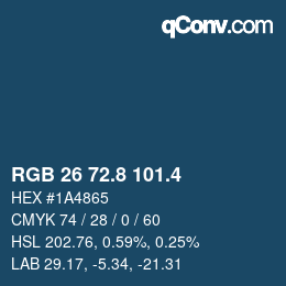 カラーコード: RGB 26 72.8 101.4 | qconv.com