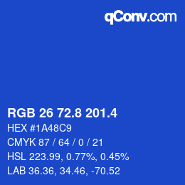 カラーコード: RGB 26 72.8 201.4 | qconv.com