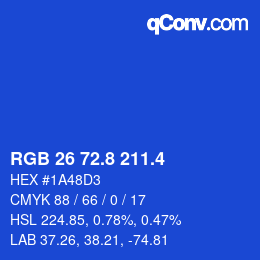 カラーコード: RGB 26 72.8 211.4 | qconv.com