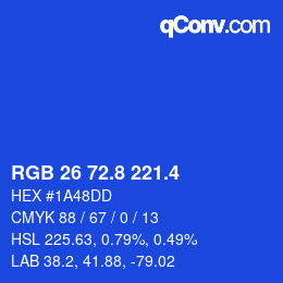 カラーコード: RGB 26 72.8 221.4 | qconv.com