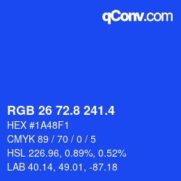 カラーコード: RGB 26 72.8 241.4 | qconv.com