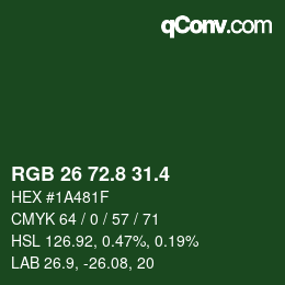 カラーコード: RGB 26 72.8 31.4 | qconv.com