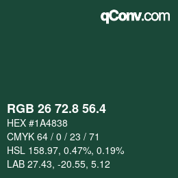カラーコード: RGB 26 72.8 56.4 | qconv.com