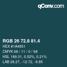 カラーコード: RGB 26 72.8 81.4 | qconv.com