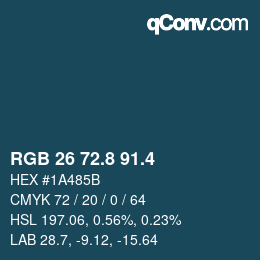 カラーコード: RGB 26 72.8 91.4 | qconv.com