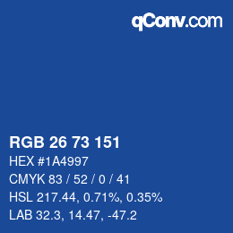 Color code: RGB 26 73 151 | qconv.com