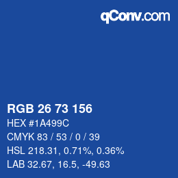 カラーコード: RGB 26 73 156 | qconv.com